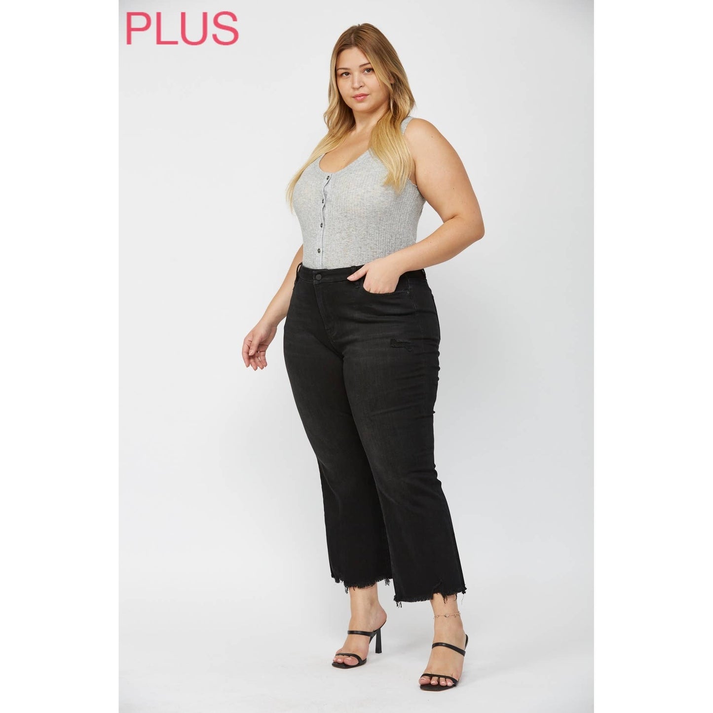 BLACK HIGH RISE CROP FLARE