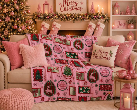 Pink Christmas Blanket