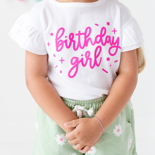 Birthday Girl Toddler Girl Ruffled Top