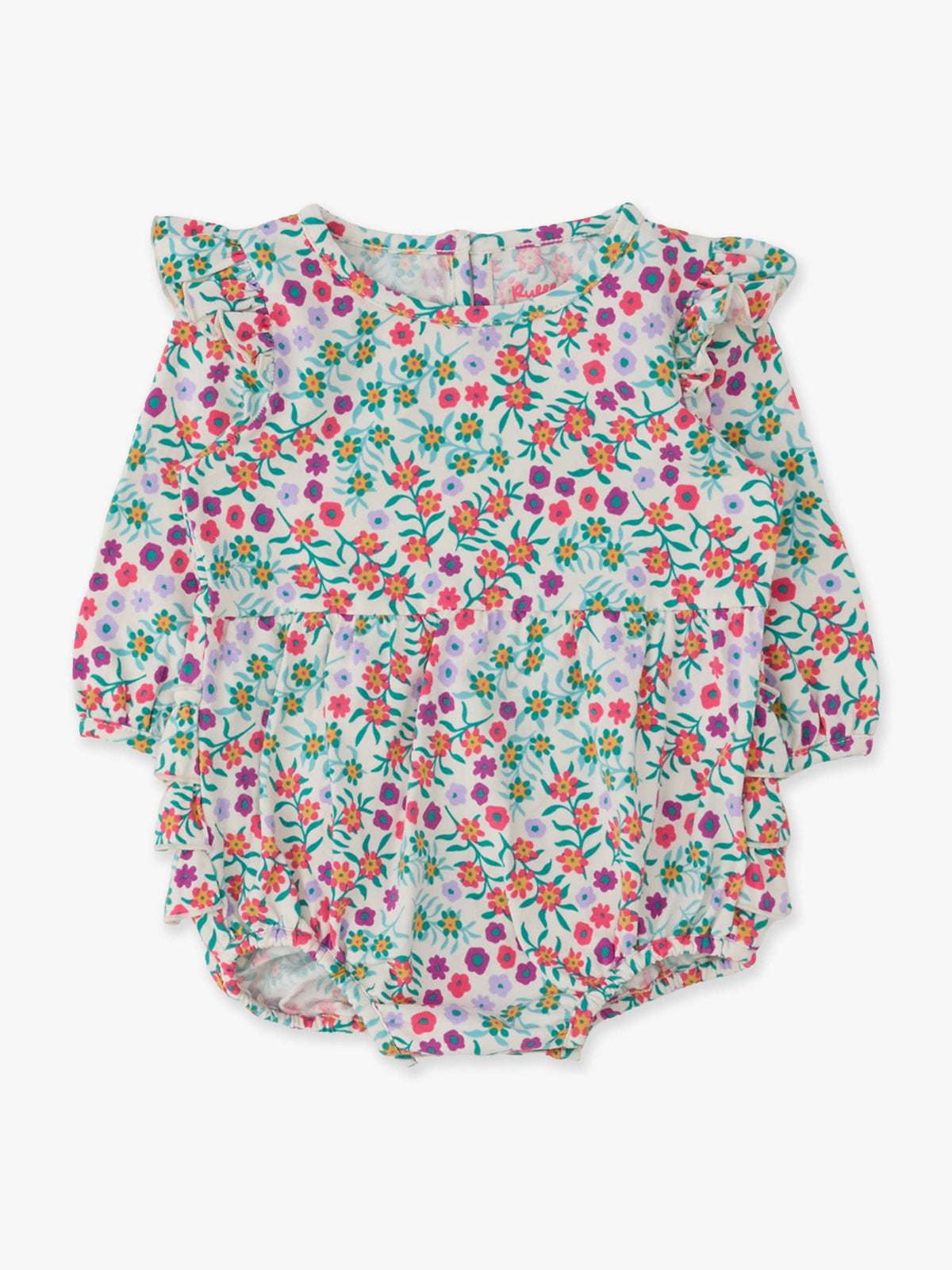 Baby Girls Wildflower Meadow Knit Long Sleeve Flutter Bubble Romper