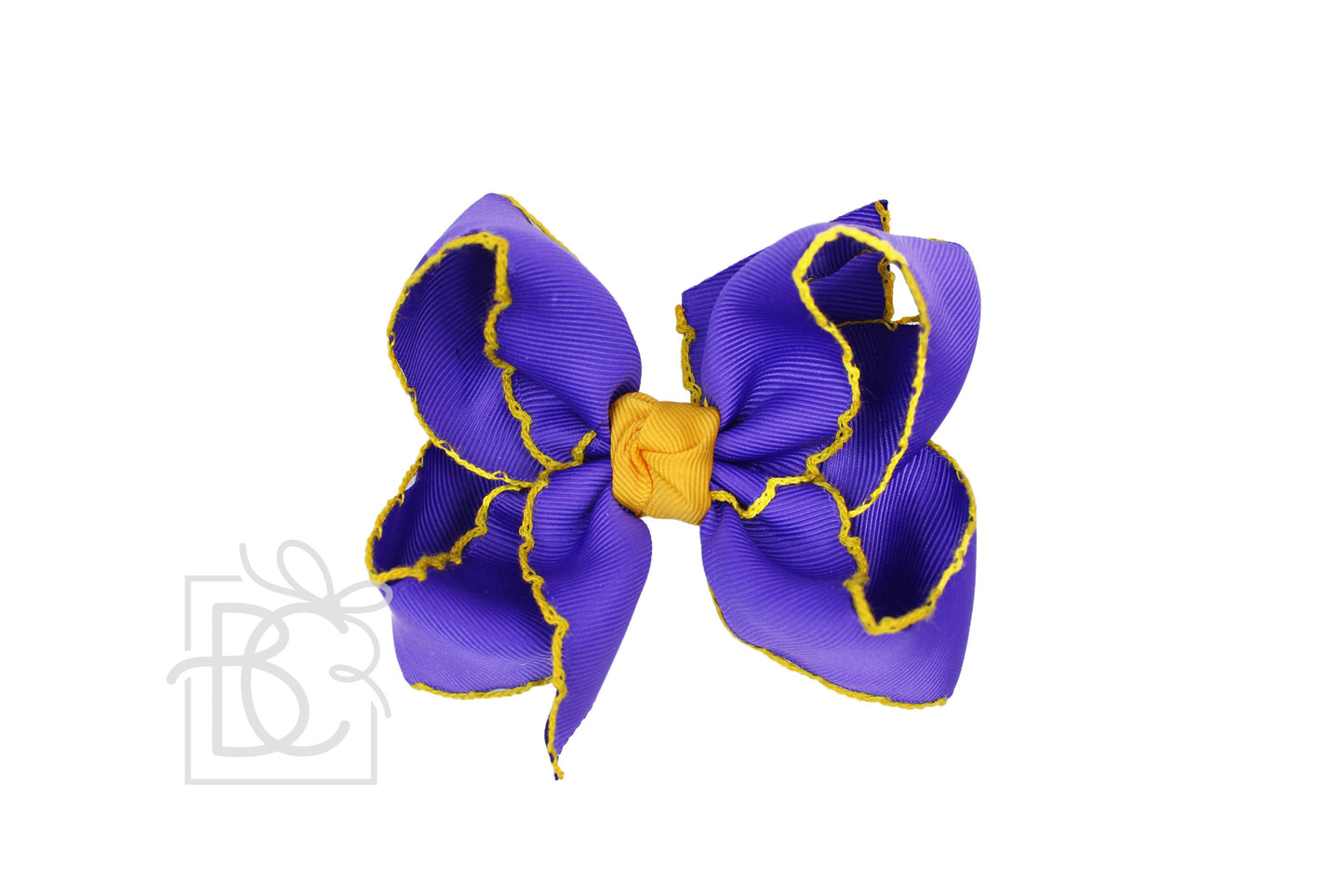 Crochet Edge Bows  (Purple & Yellow Gold)