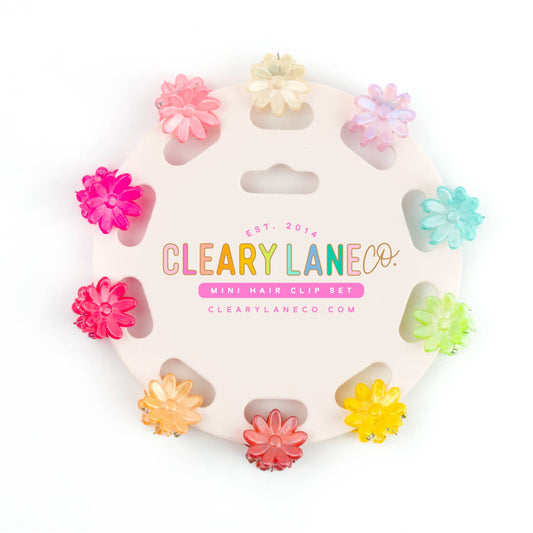 Rainbow Flowers Mini Hair Clip Set