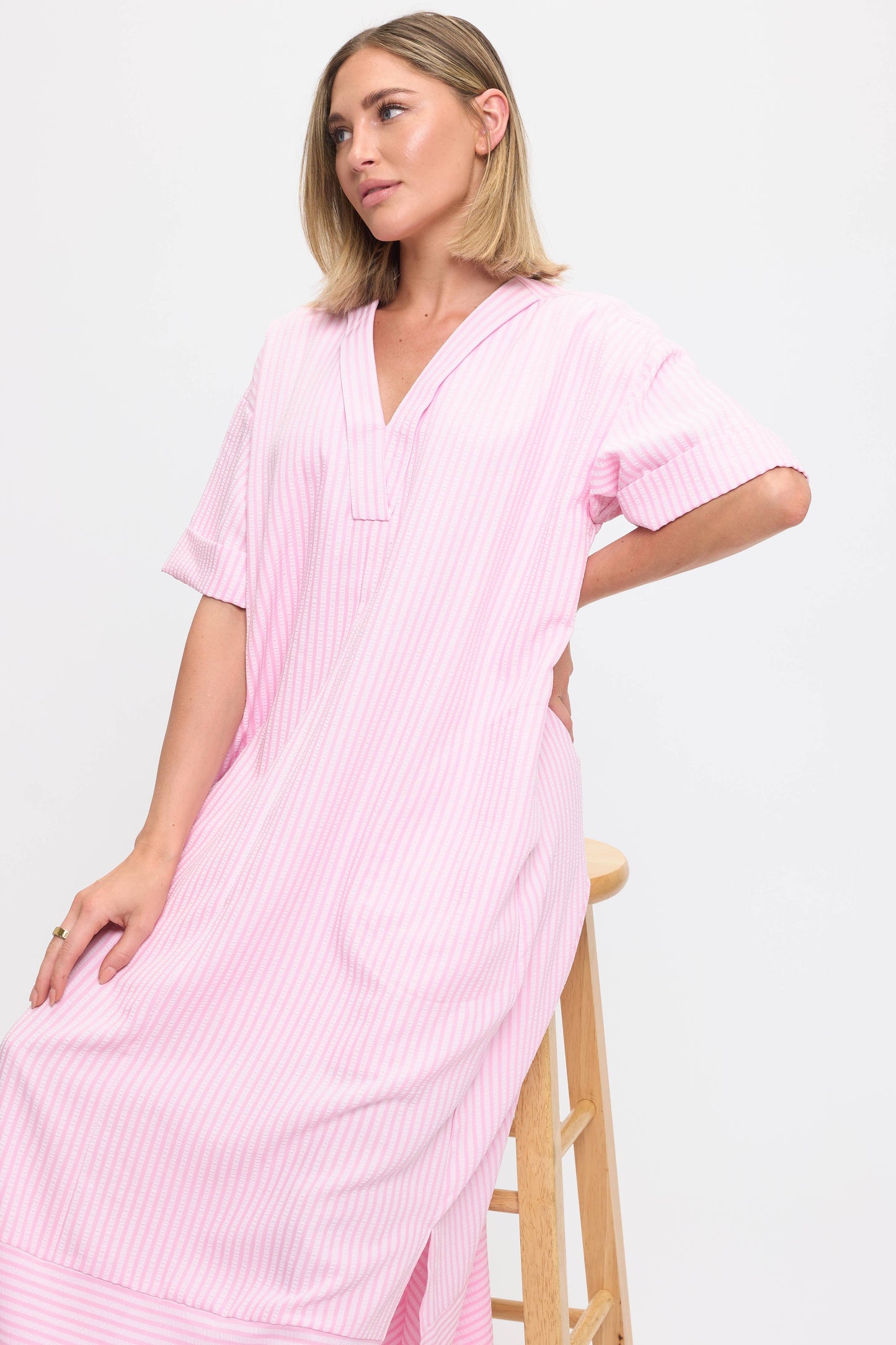 Pink Striped Maxi Dress