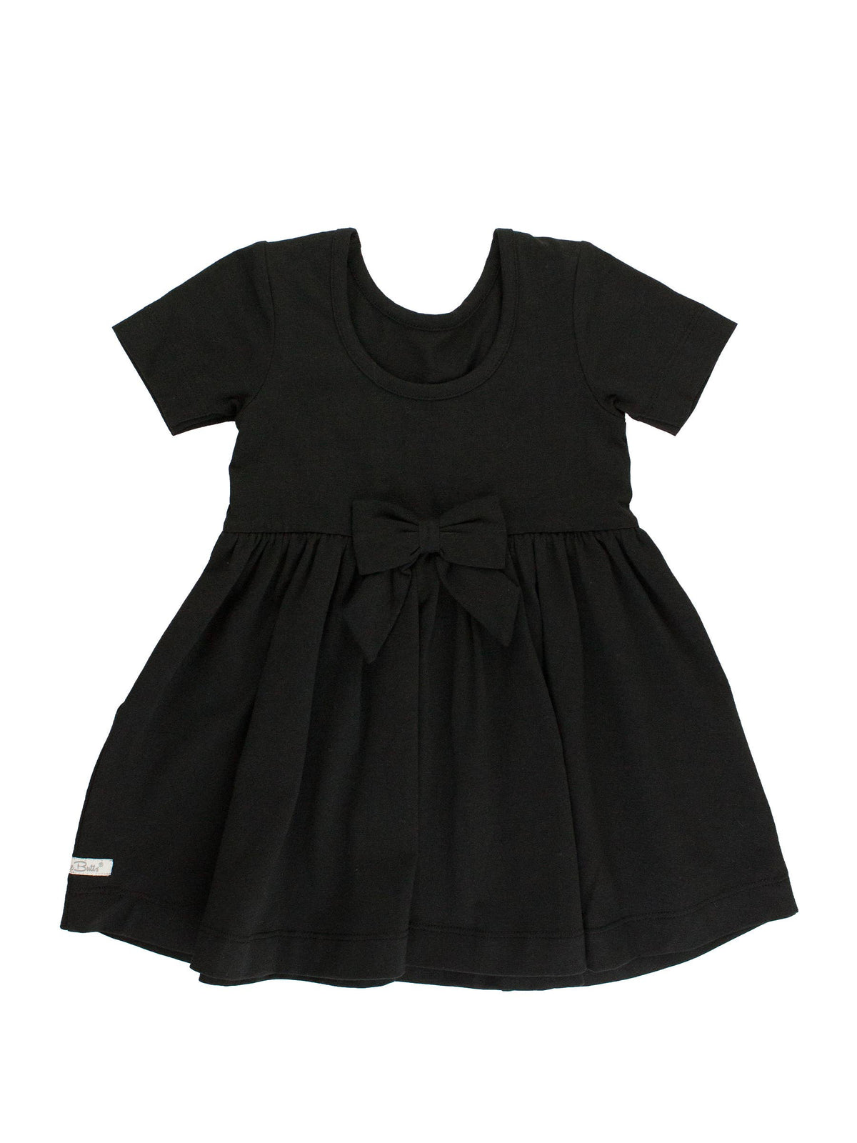 Girls Black Short Sleeve Knit Twirl Dress