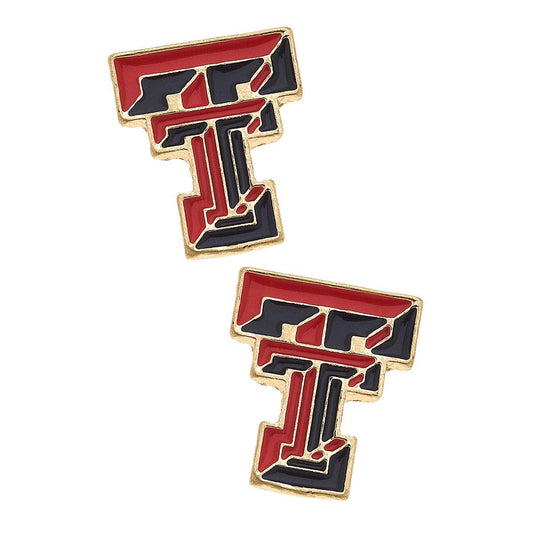Texas Tech Red Raiders Enamel Stud Earrings in Red/Black