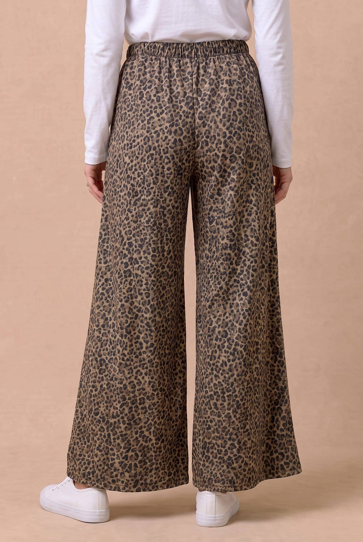 Plus Animal Print Wide Leg Patch Pocket Pants