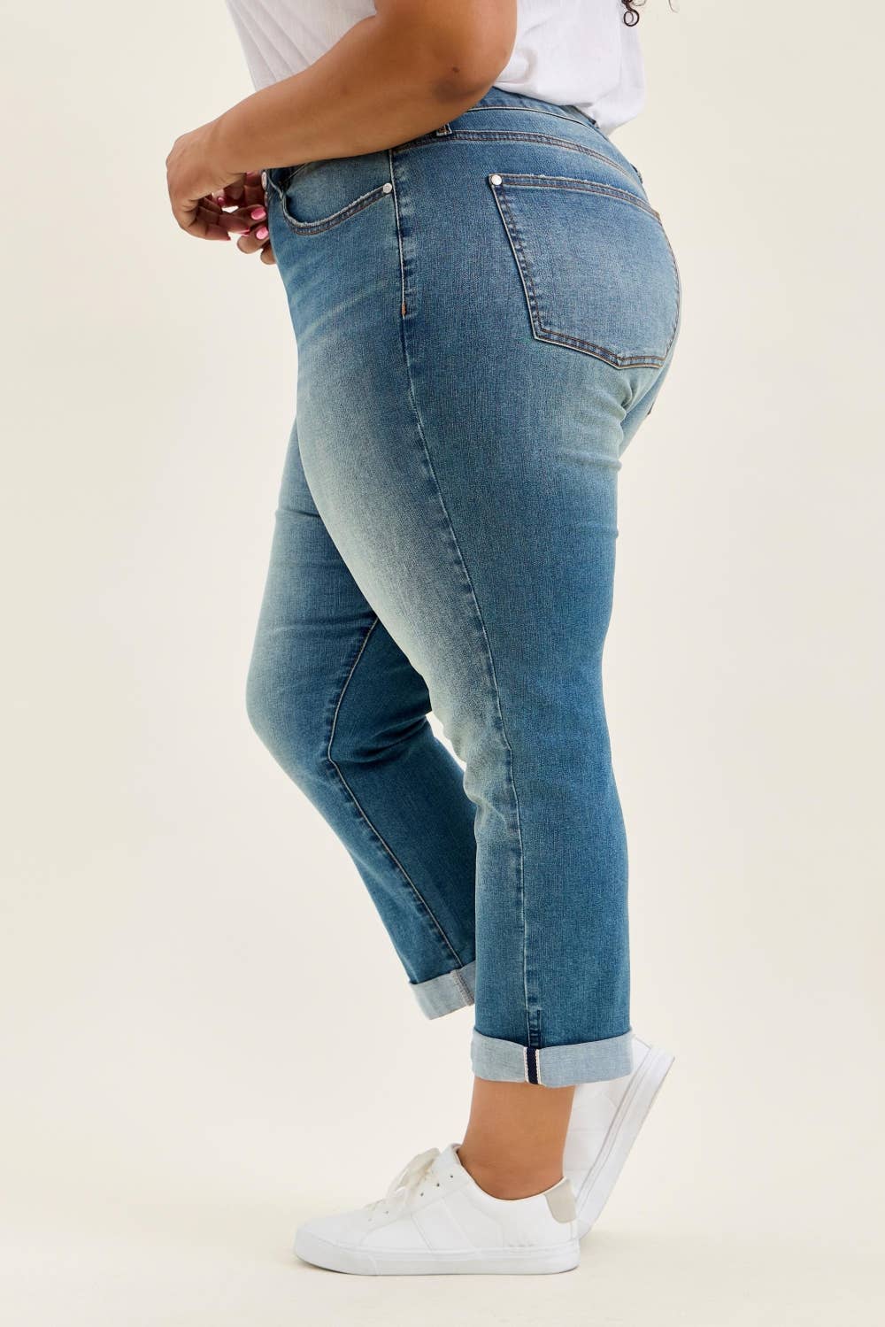 MR Boyfriend Cool Denim w/ Cross Back Belt Loops- PLUS