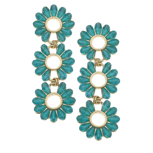 Faye Triple Glass Flower Statement Earrings