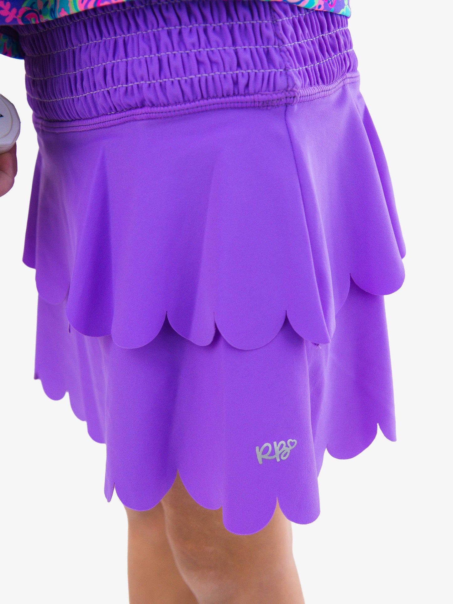 Girls Neon Purple Active Tiered Flare Skort