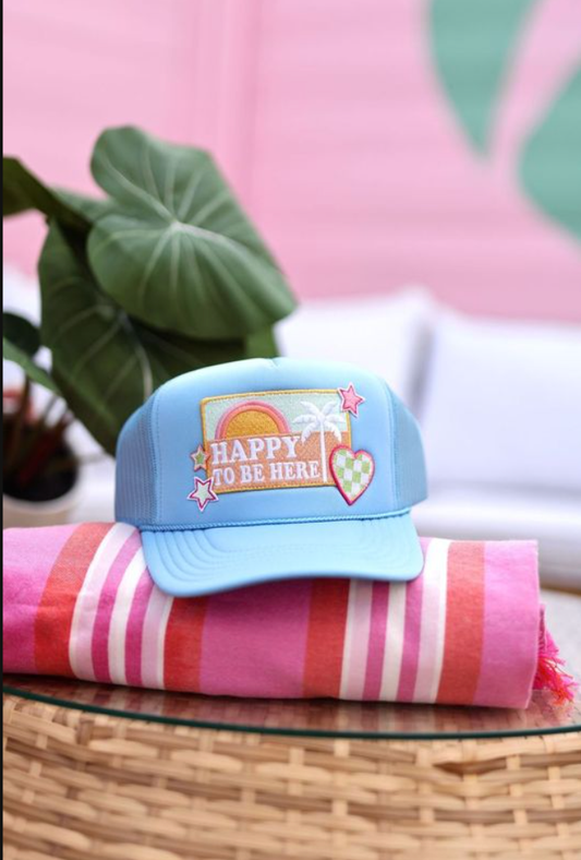 Happy To Be Here - Trucker Hat (Columbia Blue)