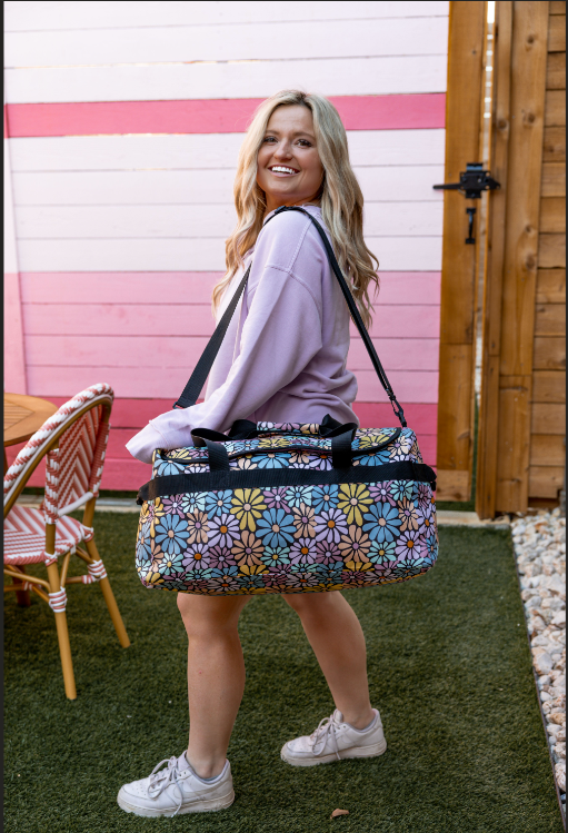 Canvas Duffle - Black Daisy