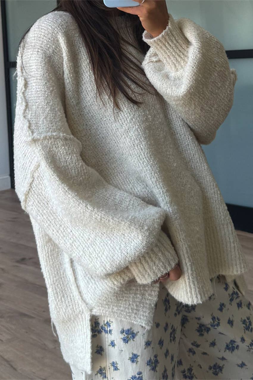 Crewneck Side Slit Sweater