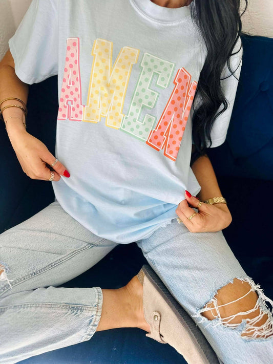 Amen Pastel Polka Dot Tee