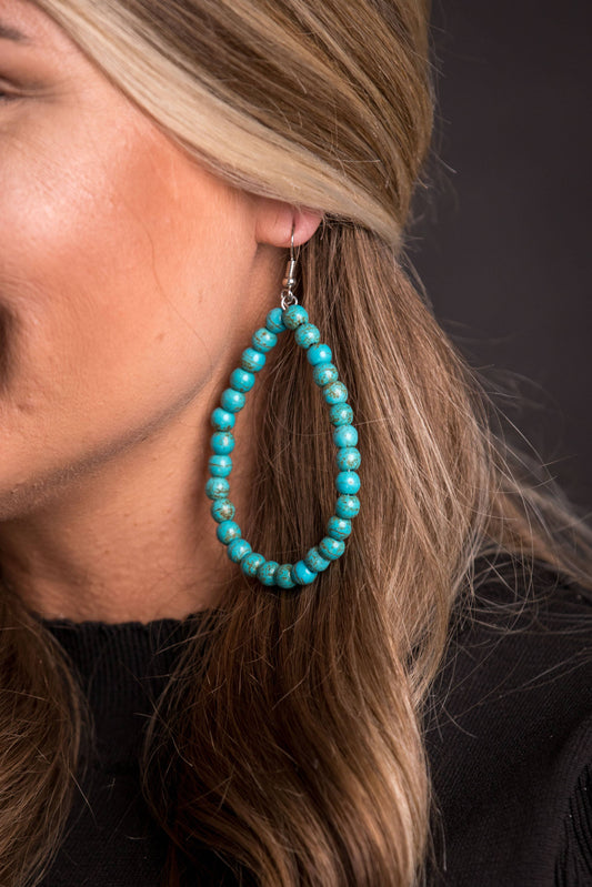 Turquoise Beaded Hoop Earring on Fish Hook Earring