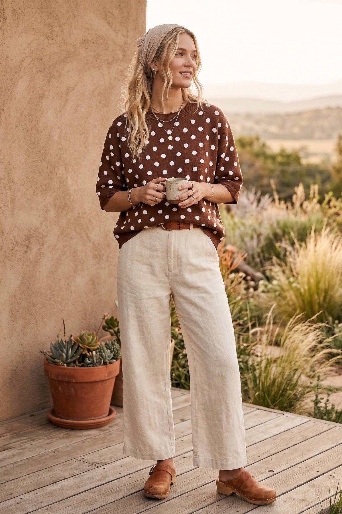 Oversized Polka Dot Sweater Top