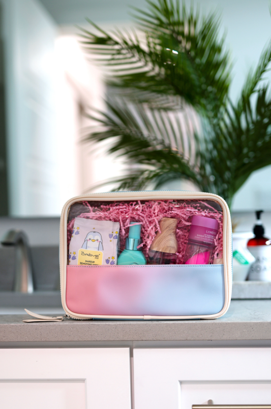 Oversized Cosmetic Bag - Sunrise Gradient(Coral/Lav/Blue)