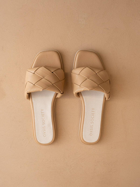 The Darla | Almond Woven Slide Sandal