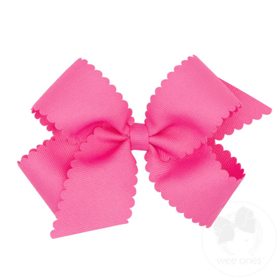 Medium Grosgrain Hair Bow with Scalloped Edge