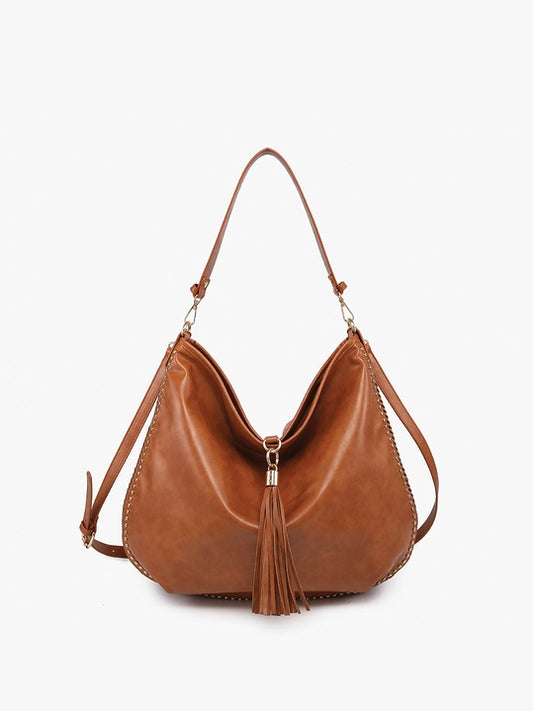 Demi Distressed Slouchy Hobo w/ Tassel