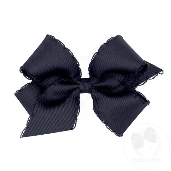 Medium Grosgrain Hair Bow with Matching Moonstitch Edge