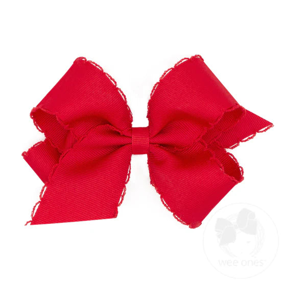 Medium Grosgrain Hair Bow with Matching Moonstitch Edge