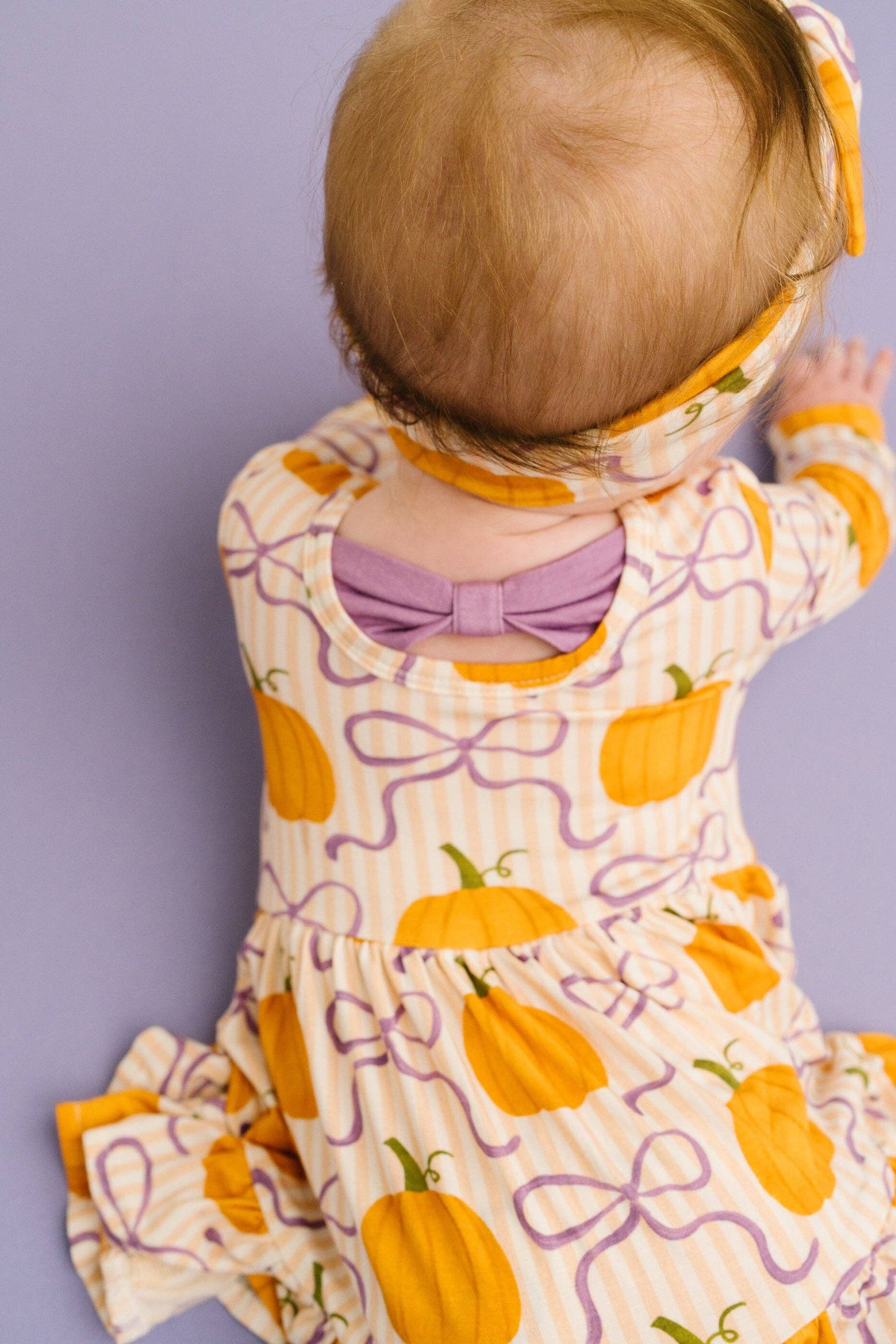 Pumpkin & Bows Long Sleeve Bodysuit Bamboo Dress