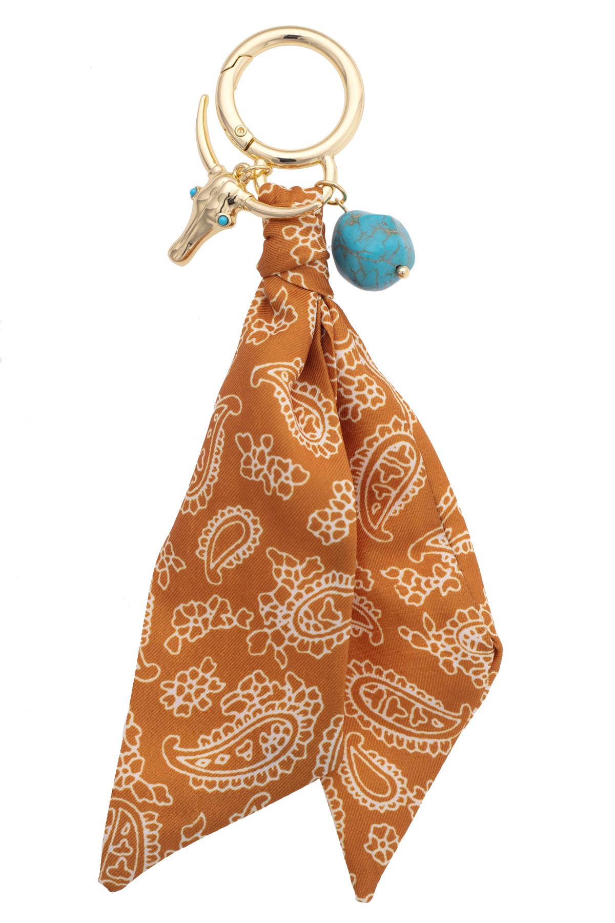 Steer Skull Bandana Bag Charm in Burnt Orange