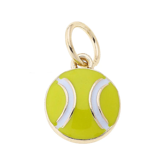 Mini Enamel Tennis Ball Charm in Neon Yellow