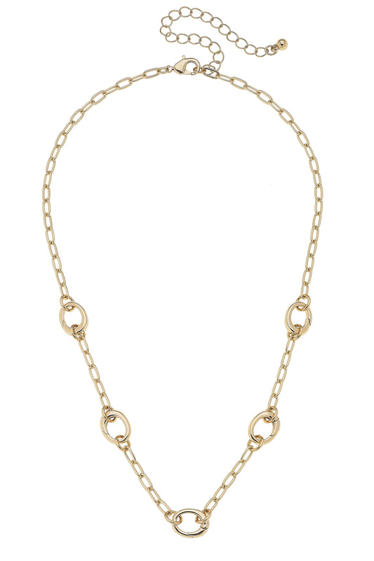 Sierra Dainty Charm Collector Necklace in Shiny Gold