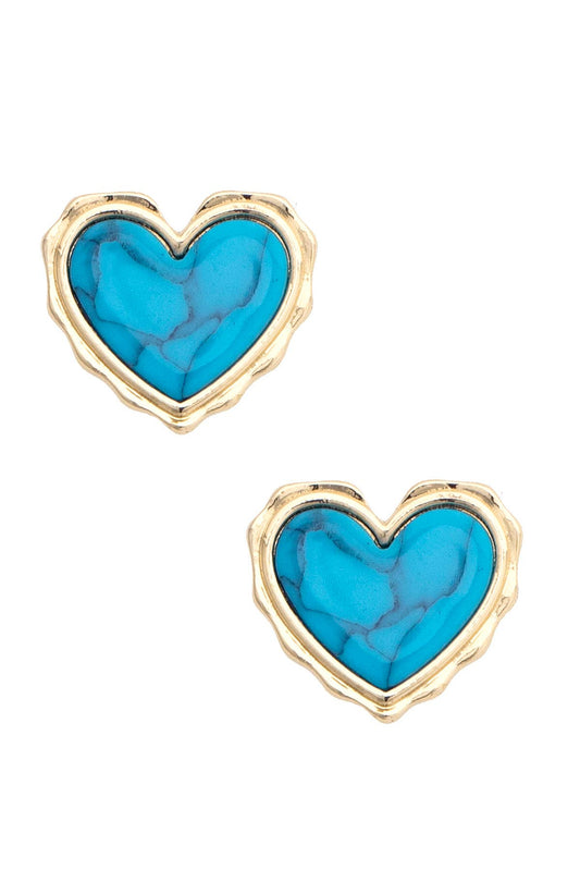 Agatha Heart Stud Earrings in Turquoise