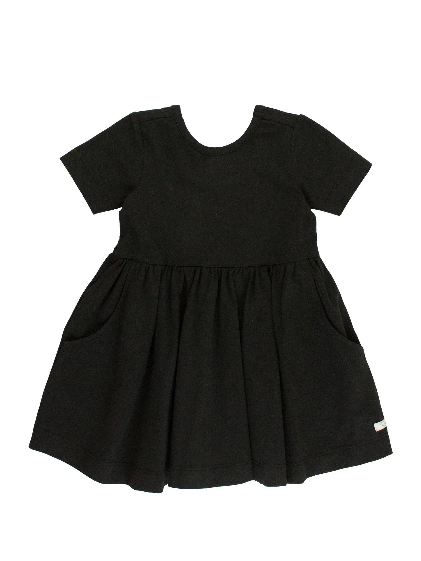 Girls Black Short Sleeve Knit Twirl Dress