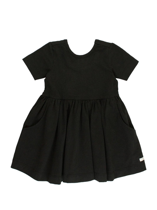 Girls Black Short Sleeve Knit Twirl Dress