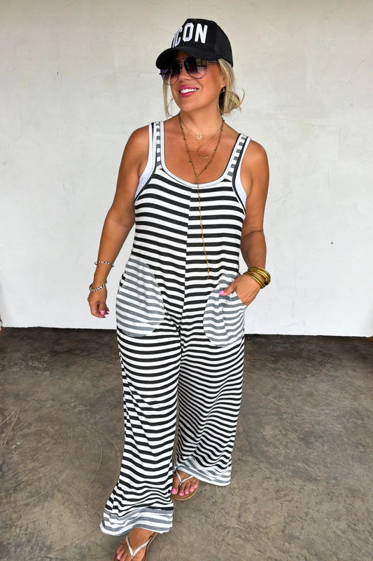 RICKI STRIPE TERRY ROMPER