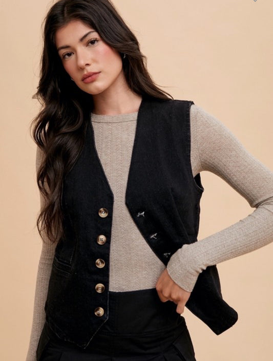 Black Denim Vest