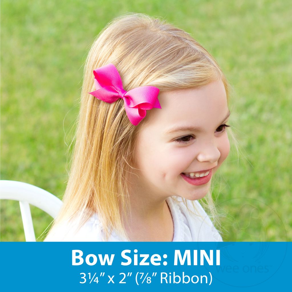 Mini Grosgrain Hair Bow with Scalloped Edge