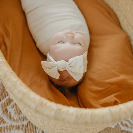 Moonstone Rib Knit Headband Bow