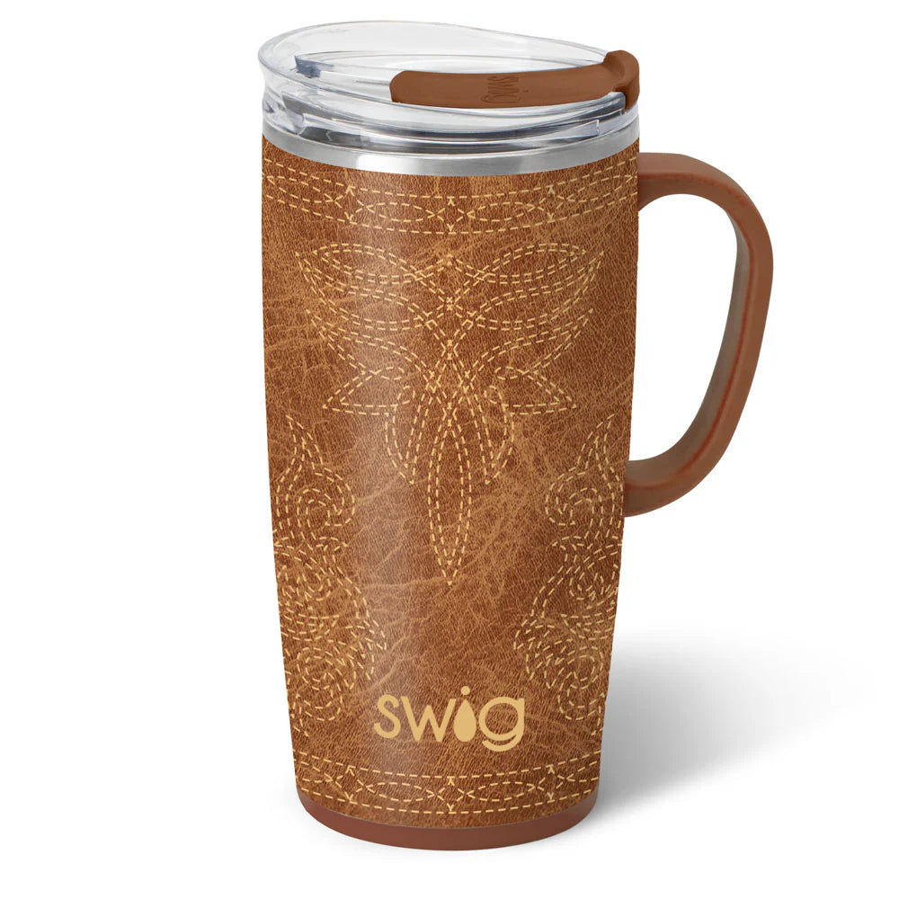 Saddle Stitch Cognac Travel Mug 22oz