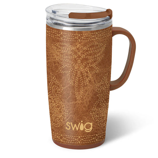 Saddle Stitch Cognac Travel Mug 22oz