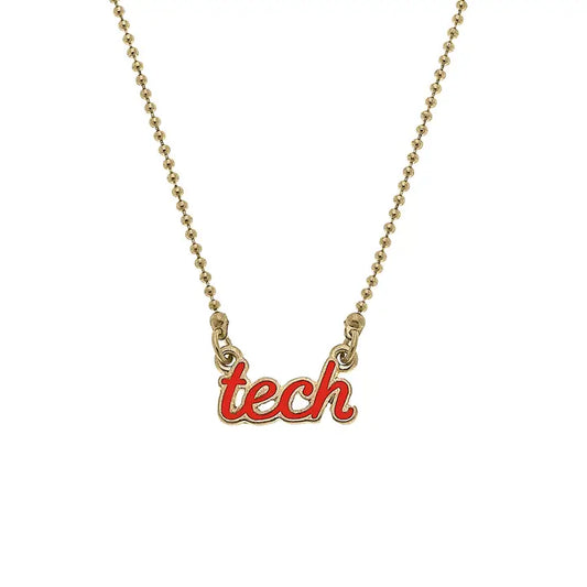 Texas Tech Red Raiders Enamel Script Necklace in Red