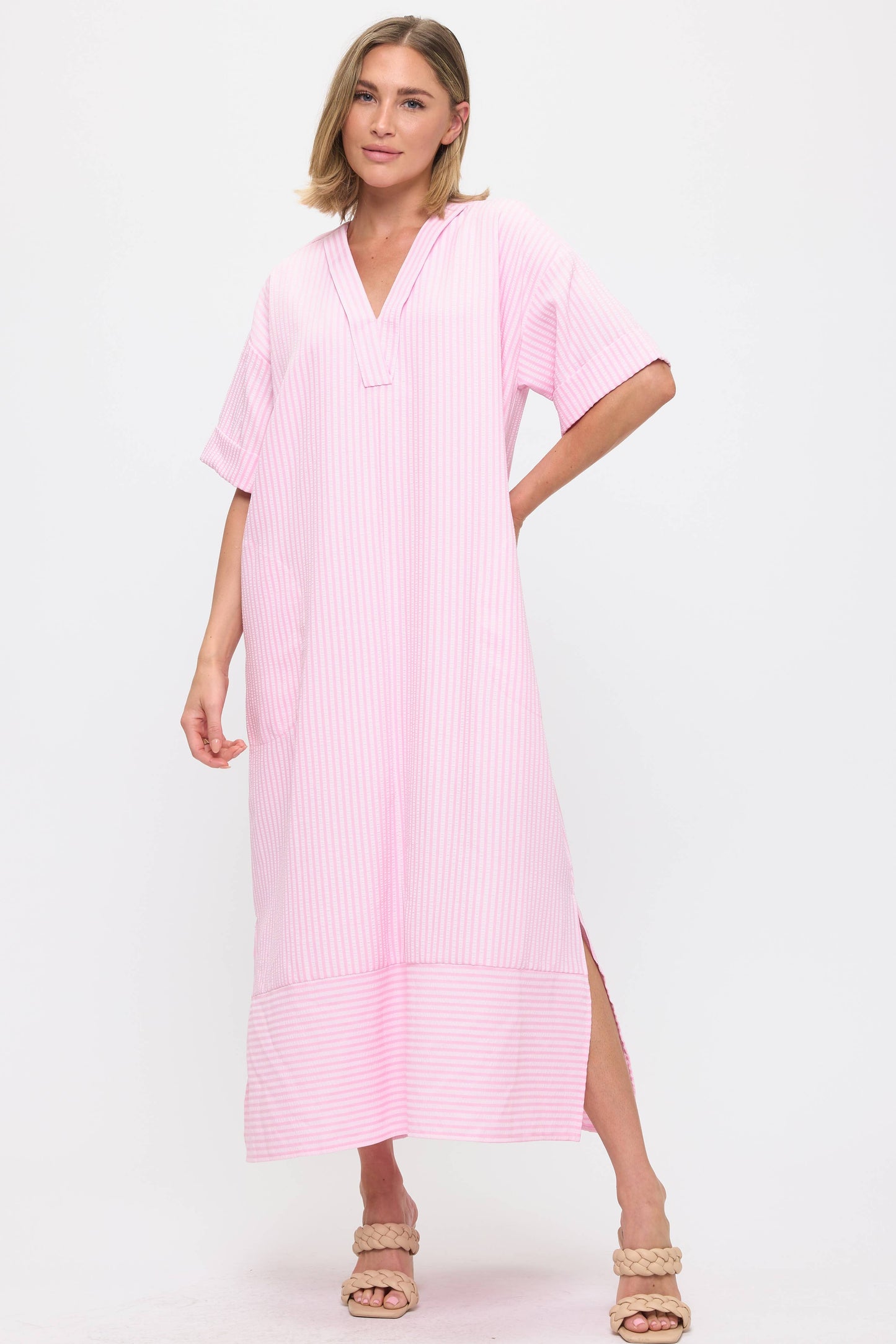 Pink Striped Maxi Dress