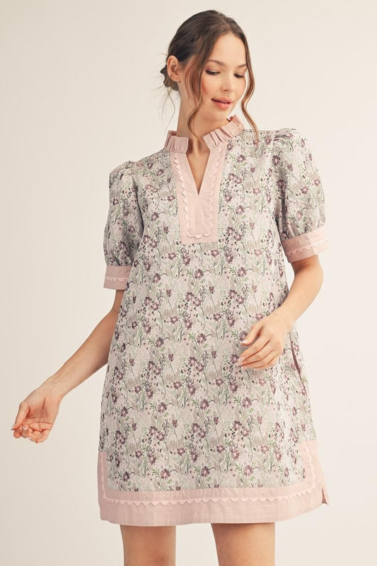 Floral Jacquard Lovely Shift Dress