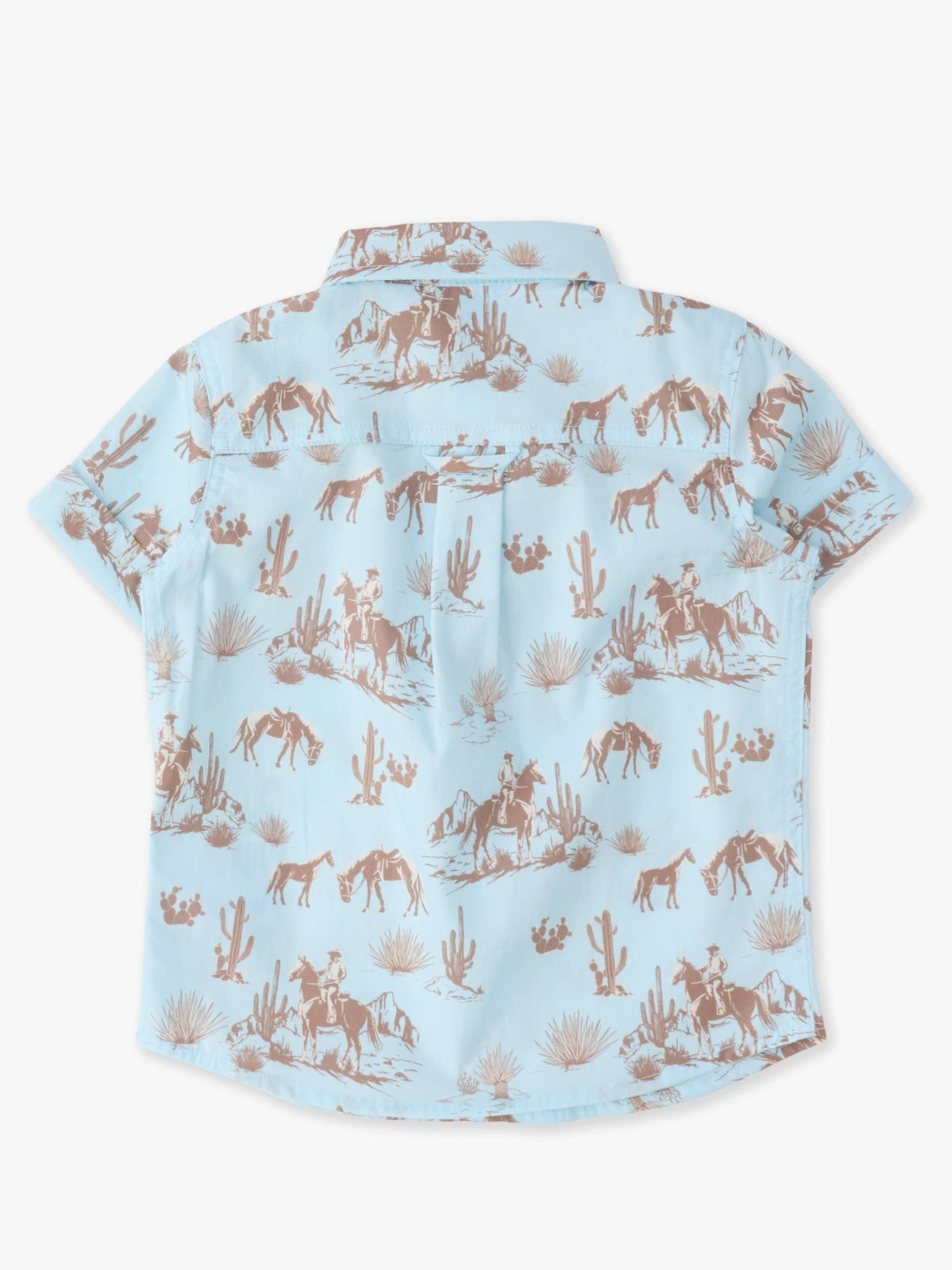 Boys Blue Western Trail Toile Short Sleeve Button Down Shirt