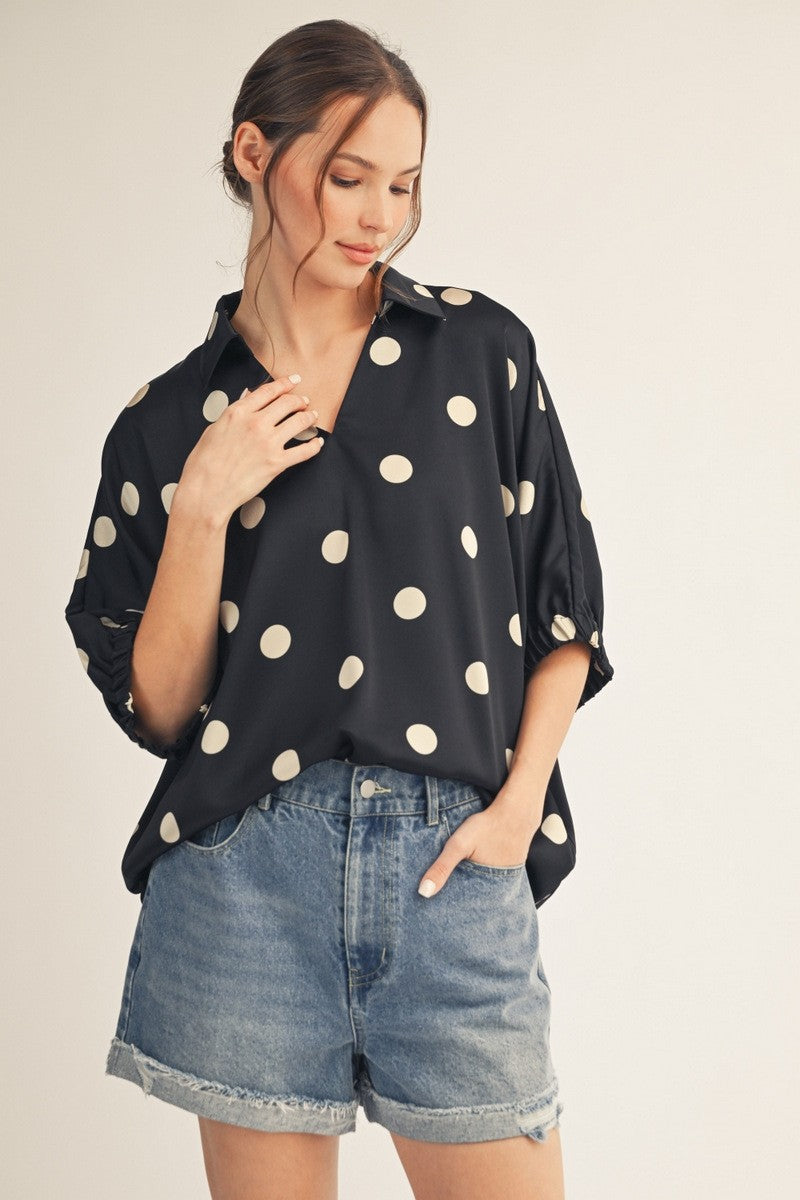 Polka Dot Satin Top