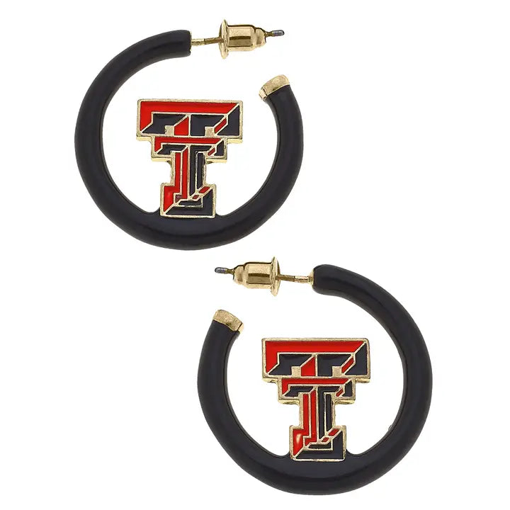 Texas Tech Red Raiders Logo Enamel Hoop Earrings