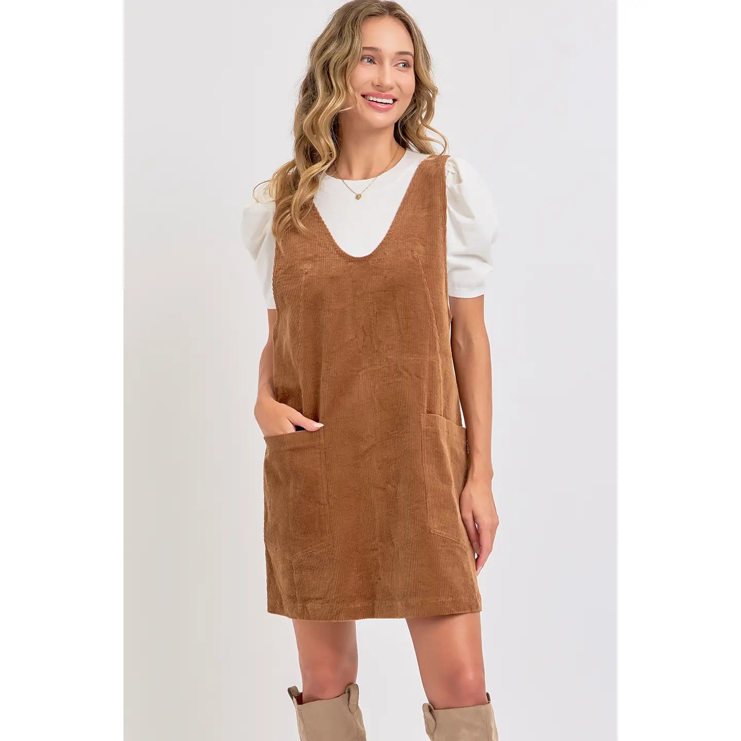 Casual Overall Corduroy Dress