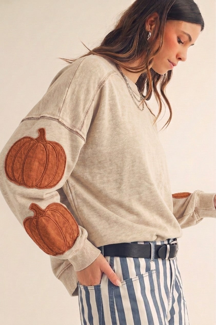 Rustic Pumpkin Patch Elbow Detail Lounge Top
