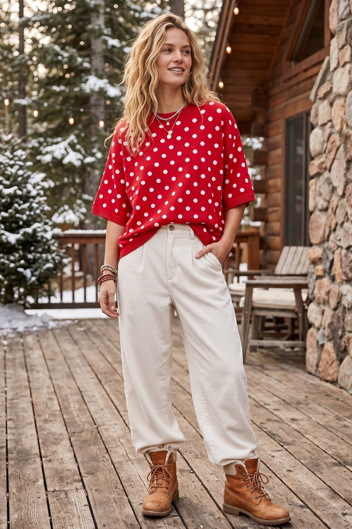 Oversized Polka Dot Sweater Top