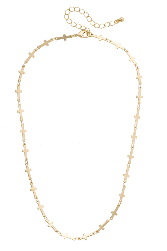 Demi Cross Linked Necklace in Shiny Gold