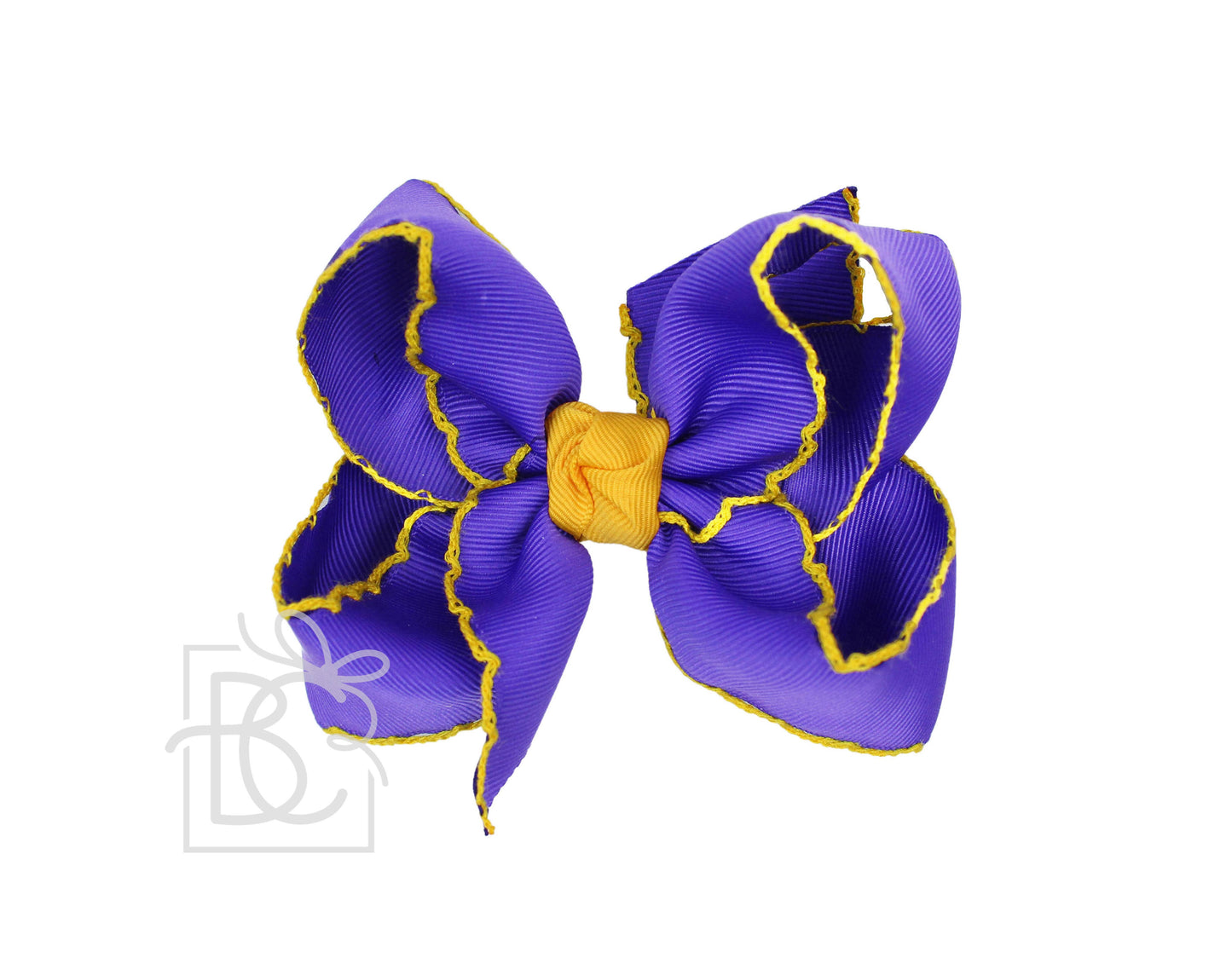 Crochet Edge Bows  (Purple & Yellow Gold)