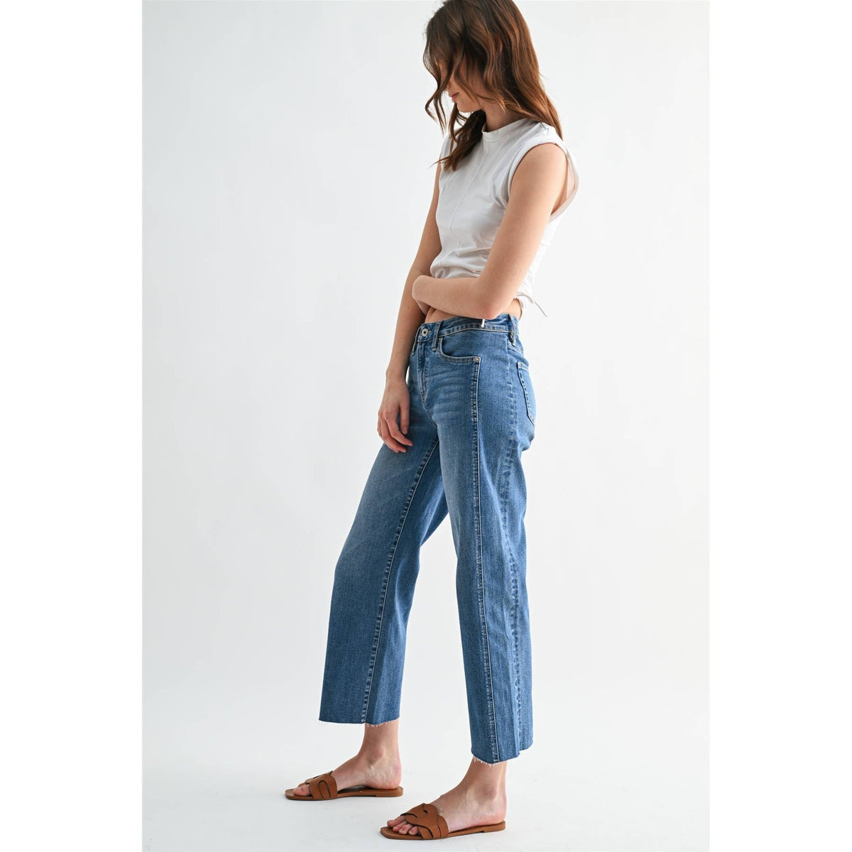 MID RISE STRAIGHT TUMMY TUCK CROP LOOSE FIT
